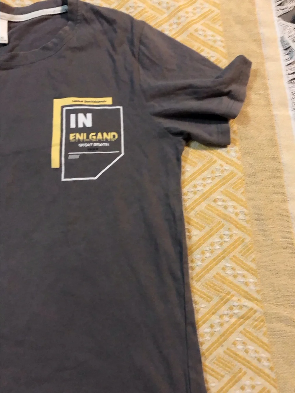 Gray Graphic Tee with Yellow Accent